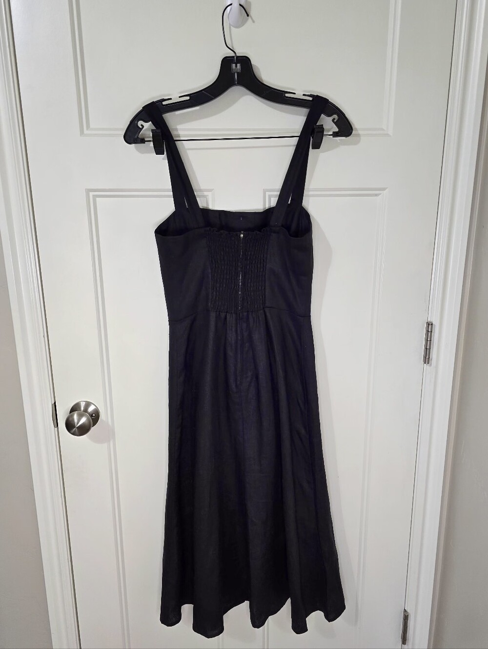 Reformation Folsom Linen Dress Black Button Front Women's 6 Summer Vacation - Picture 5 of 13